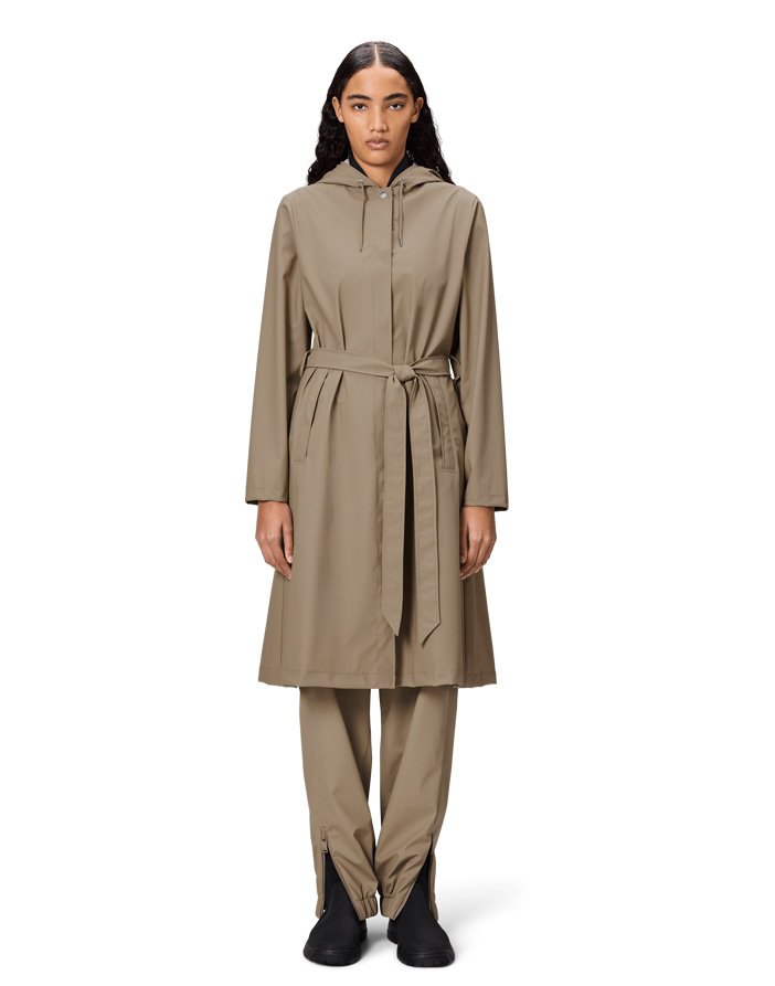 Rains A-Line Longer W Jacket Beige | Waterproof Rain Jackets