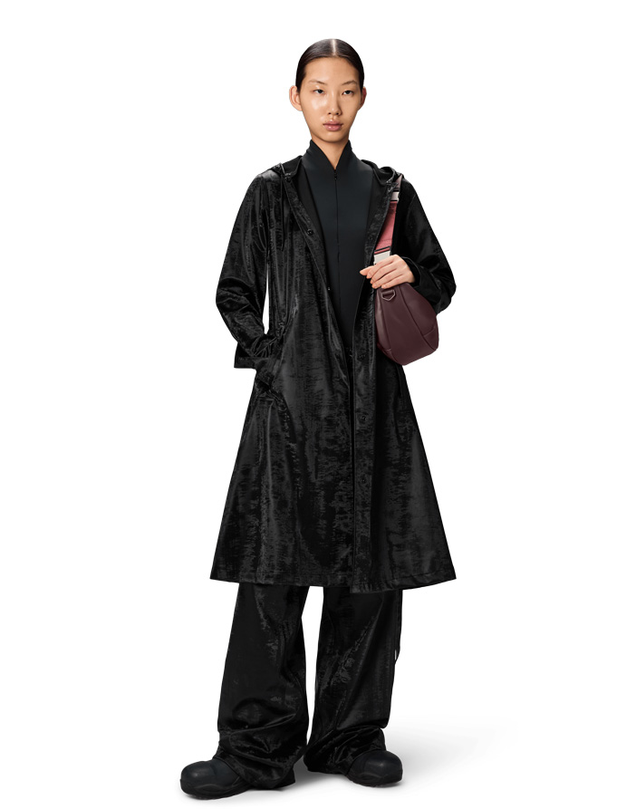 A-Line Longer W Jacket Coal | Rains Outerwear | Watch Wear