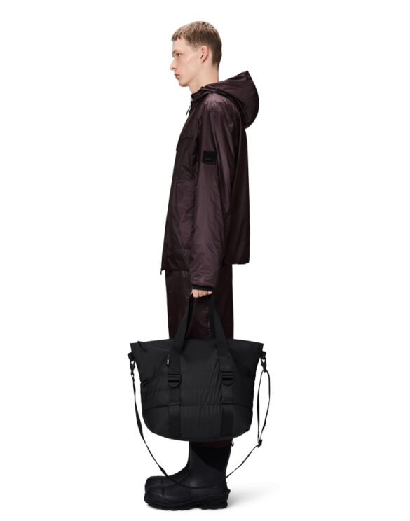 Rains 14010-01 Black Puffer Mix Tote Bag Mini Black Bags