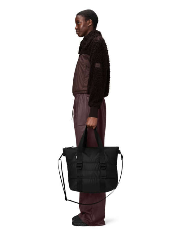 Rains 14010-01 Black Puffer Mix Tote Bag Mini Black Kott Kotid