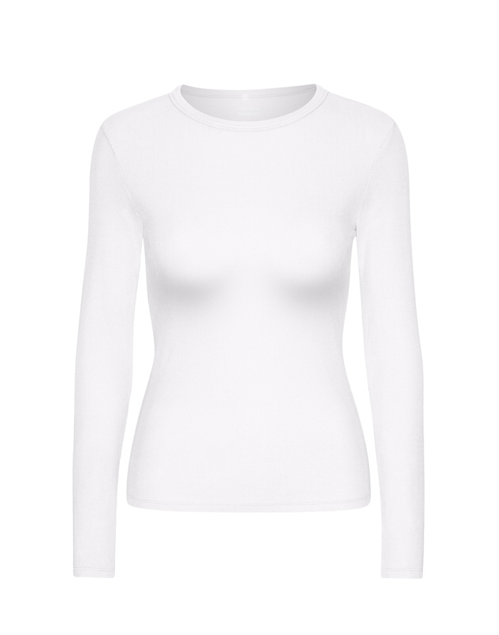 Colorful Standard Women T-Shirts Women Organic Rib LS Shirt Optical White CS2055-Optical White