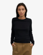 Women Organic Rib LS Shirt Deep Black