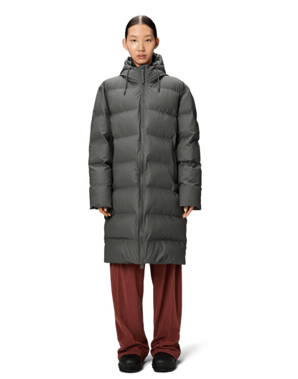 Rains 15130-13 Grey Alta Longer Puffer Jacket Grey Men Women  Outerwear Outerwear Winter jackets and coats Winter coats and jackets