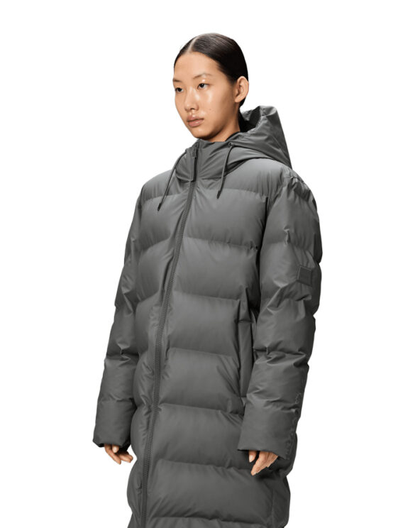Rains 15130-13 Grey Alta Longer Puffer Jacket Grey Men Women  Outerwear Outerwear Winter jackets and coats Winter coats and jackets