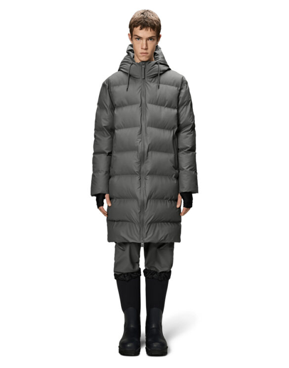 Rains 15130-13 Grey Alta Longer Puffer Jacket Grey Talvemantel Meeste riided Naised Ülerõivad  Talvejoped ja mantlid