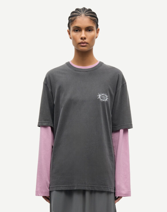 Samsøe Samsøe U26100015-BLACK TANLINE Sagergei Must T-Särk Tanline Meeste riided T-särgid