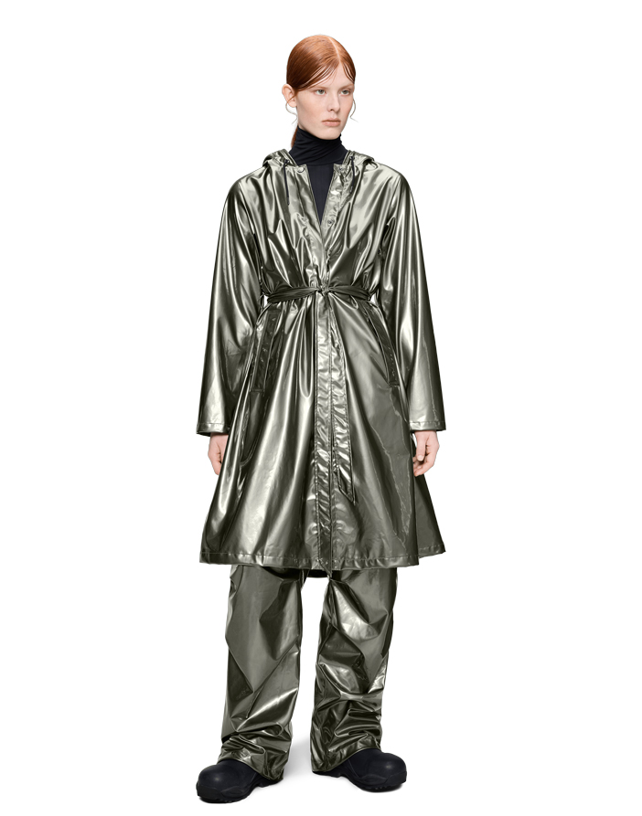 A-Line Longer W Jacket Raven | Rains Outerwear | Watch Wear