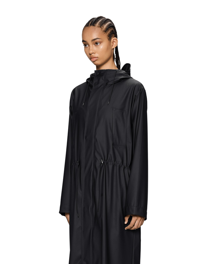Bold Longest Jacket Black | Rains Outerwear | Watch Wear