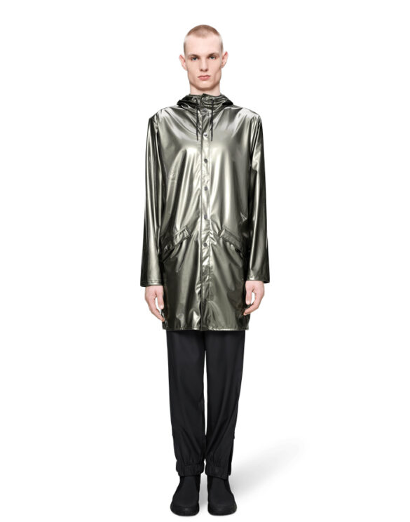 Rains 12020-150 Raven Long Jacket Raven Vihmajakk Meeste riided Naised Ülerõivad  Vihmajakid