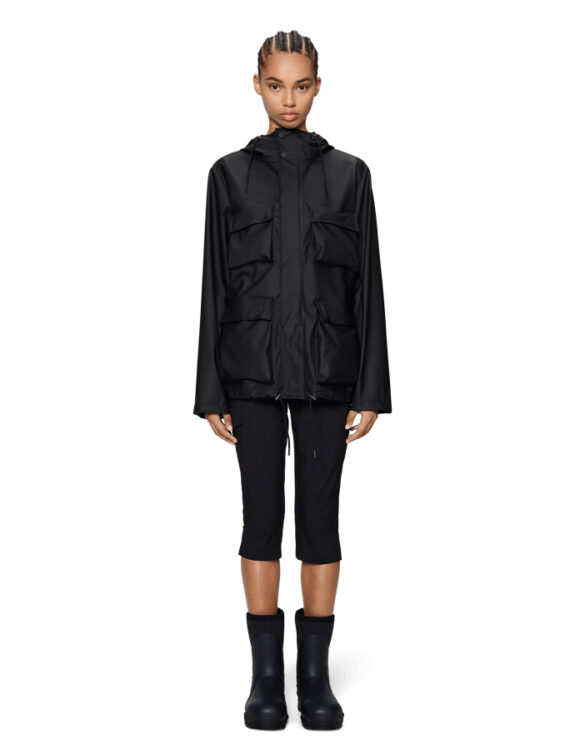 Rains 12210-01 Black Pocket Jacket Must Vihmajope Meeste riided Naised Ülerõivad  Vihmajakid