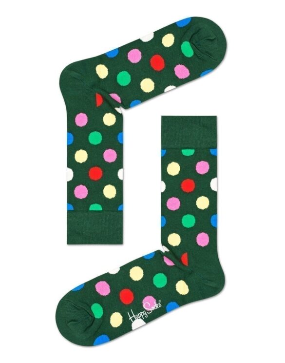 Happy Socks Big Dot Christmas socks in dark green color with colorful dots