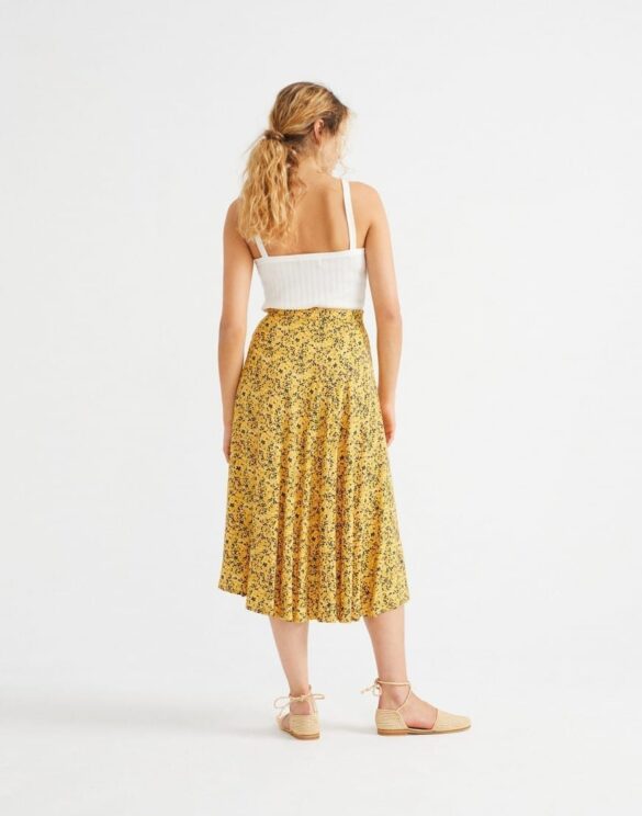 Thinking MU Naised Kleidid ja seelikud Multiflowers Mustard Lavanda Skirt