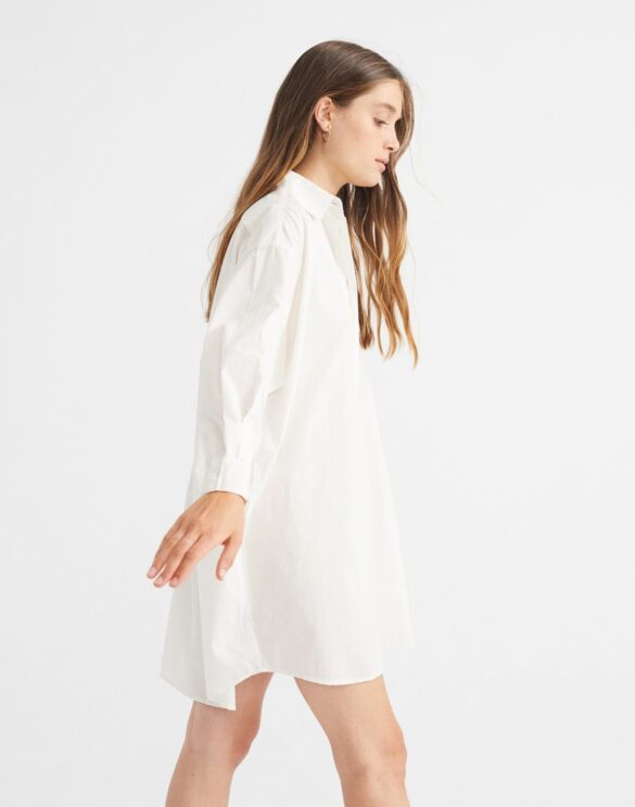 Thinking MU Women's White Silvia Oversize Dress made from sustainable materials. White Silvia Oversize Kleit