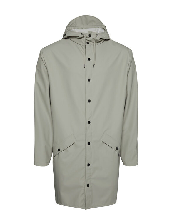 Rains 12020-80 Long Jacket Cement Men Women Outerwear Outerwear Rain jackets Rain jackets