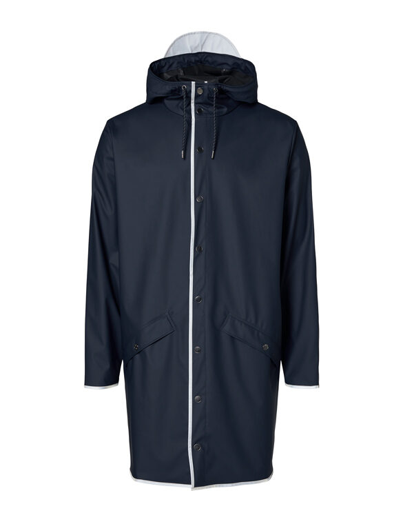 Rains 18540-54 Long Jacket Navy Reflective Men Women Outerwear Outerwear Rain jackets Rain jackets