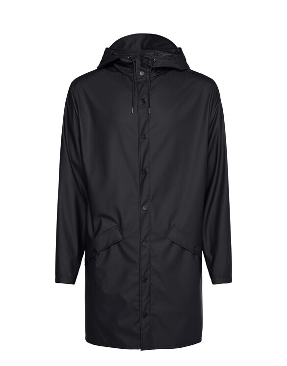 Rains 12020-01 Long Jacket Black Men Women Outerwear Outerwear