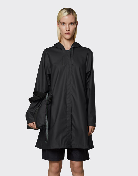 Rains 18340-01 A-Line Jacket Black Naised