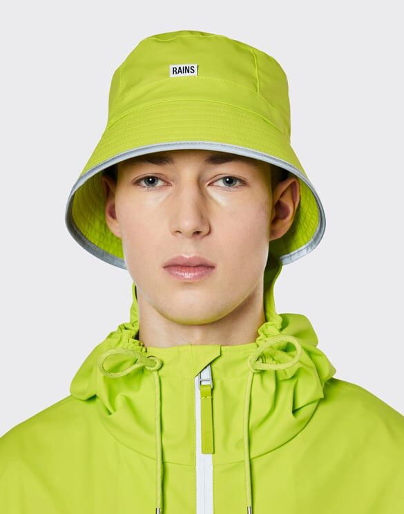 Rains 20010-56 Bucket Hat Reflective Digital Lime Vihmamüts Aksessuaarid  Mütsid  Vihmamütsid