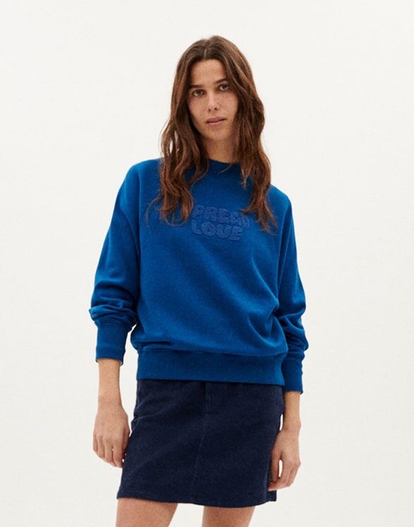 Thinking Mu Women Sweaters & Hoodies Spread Love Klein Blue Sweatshirt WSS00113