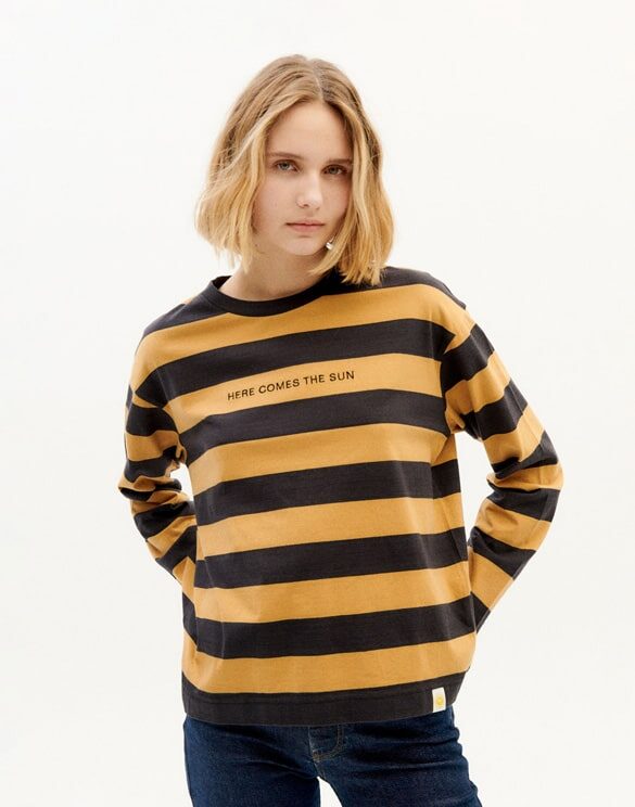 Thinking Mu Women T-Shirts Ochre Stripes Emily L/S T-Shirt WTS00304