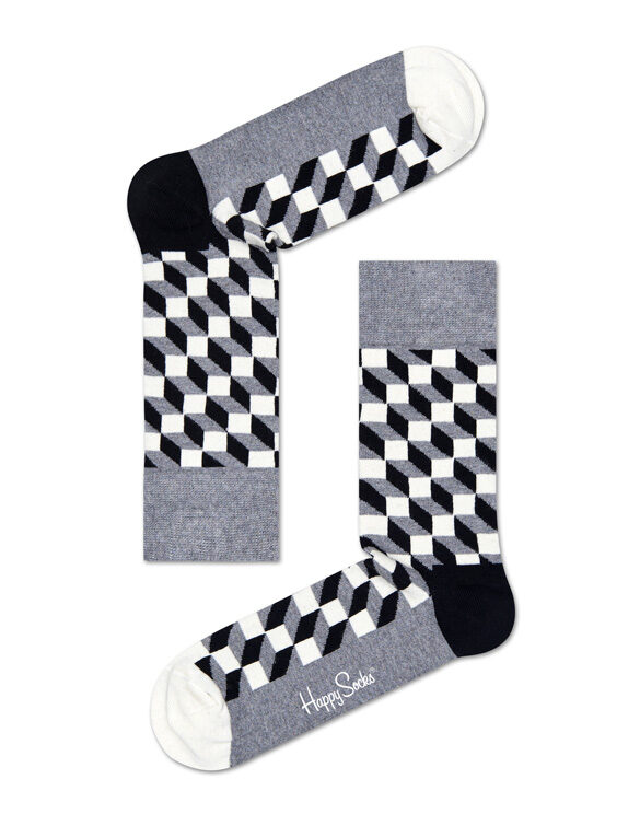 Happy Socks Filled Optic Grey Socks FIO01-9350 Socks NOOS