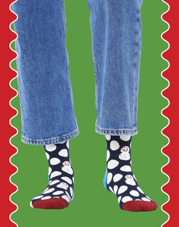Happy Socks BDS01-6500 Big Dot Snowman Blue Sokid Sokid Jõulusokid