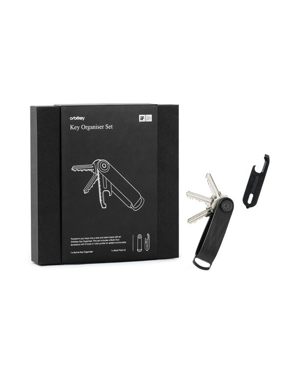 Orbitkey Keychains Active Key Organiser + Multi-tool V2 Black Gift Set GAT2-BLK-201
