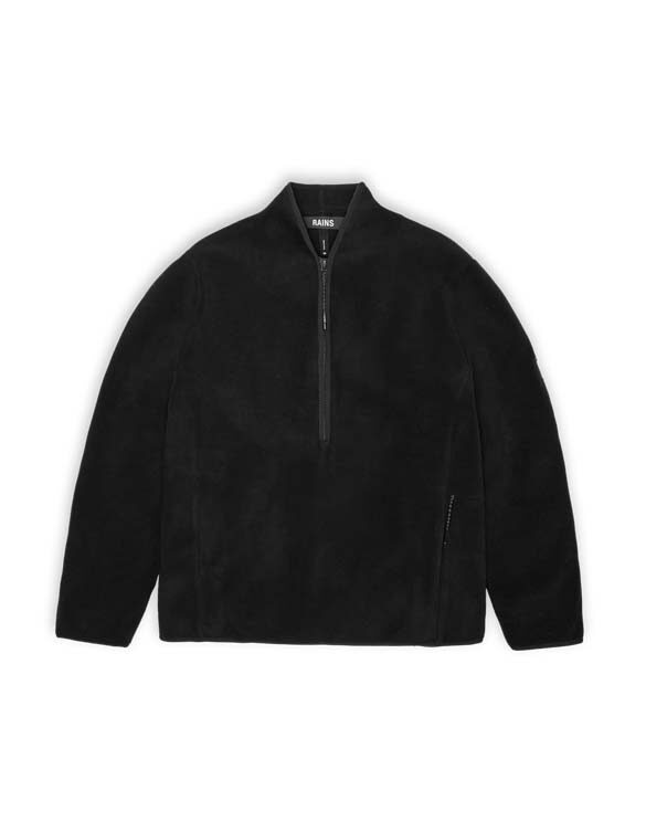Rains 18530-01 Black Fleece Pullover Black Men Women  Jackets Jackets Fleece jackets Fleece jackets