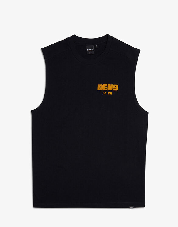 Deus Ex Machina DMP231771A-Black } Akin Muscle Tank Top Black Men T-shirts
