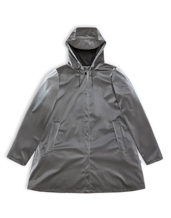 Rains 18050-97 Metallic Grey A-line W Jacket Metallic Grey  Women   Outerwear  Rain jackets