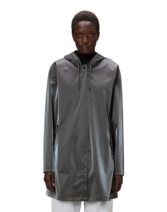 Rains 18050-97 Metallic Grey A-line W Jacket Metallic Grey Vihmajakk  Naised  Ülerõivad  Vihmajakid
