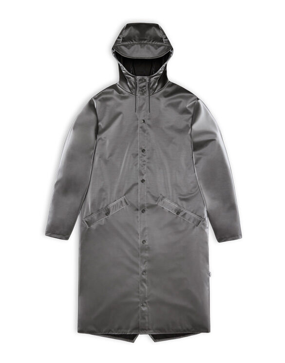 Rains 18360-97 Metallic Grey Longer Jacket Metallic Grey Men Women  Outerwear Outerwear Rain jackets Rain jackets