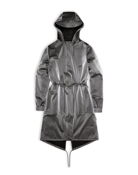 Rains 18550-97 Metallic Grey String W Parka Metallic Grey  Women   Outerwear  Rain jackets