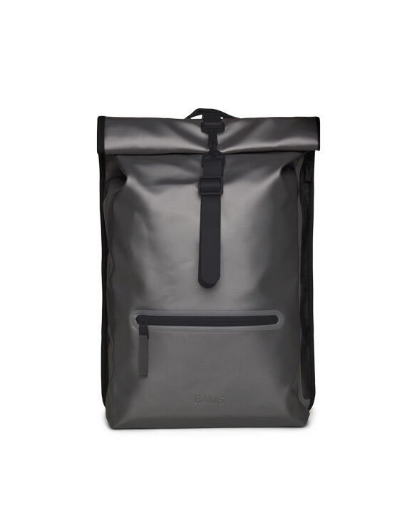 Rains 13320-97 Metallic Grey Rolltop Rucksack Metallic Grey Accessories Bags Backpacks