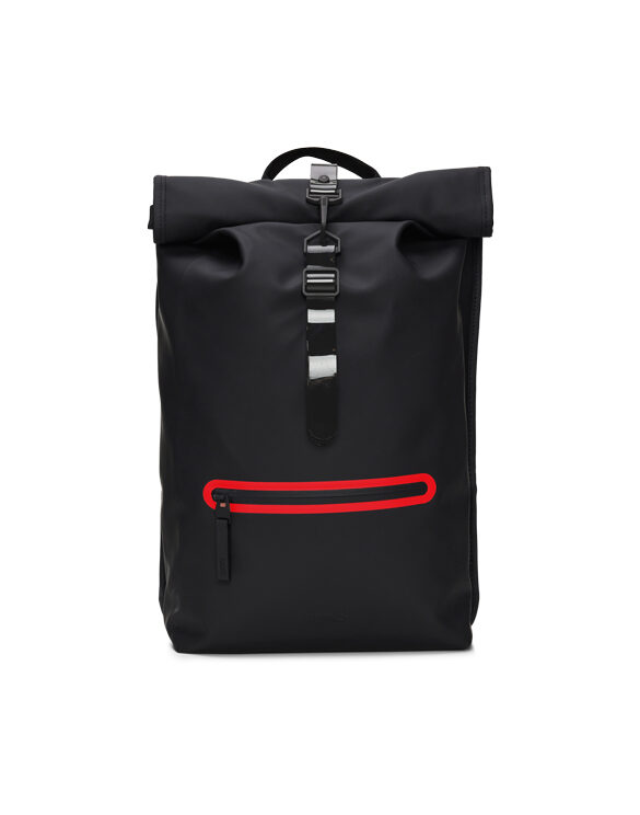 Rains 14540-01 Black Rolltop Rucksack Contrast Black Accessories Bags Backpacks