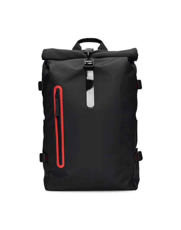 Rains 14710-01 Black Rolltop Rucksack Contrast Large Black Accessories Bags Backpacks