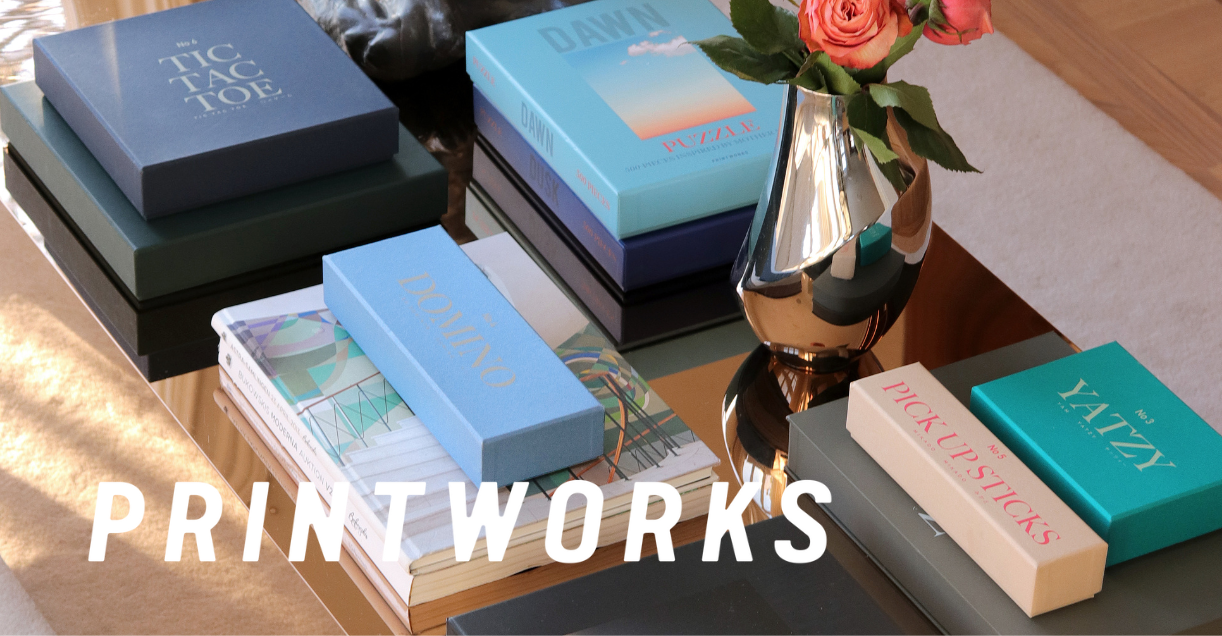 Printworks Market stylish coffe table photo albums, board games and kitchen essentials