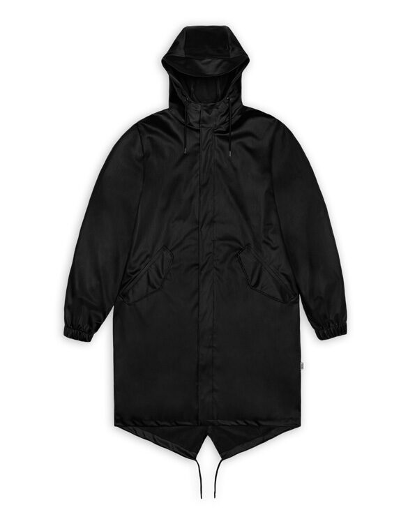 Rains 18140-84 Black Grain Fishtail Parka Black Grain Men Women  Outerwear Outerwear Rain jackets Rain jackets