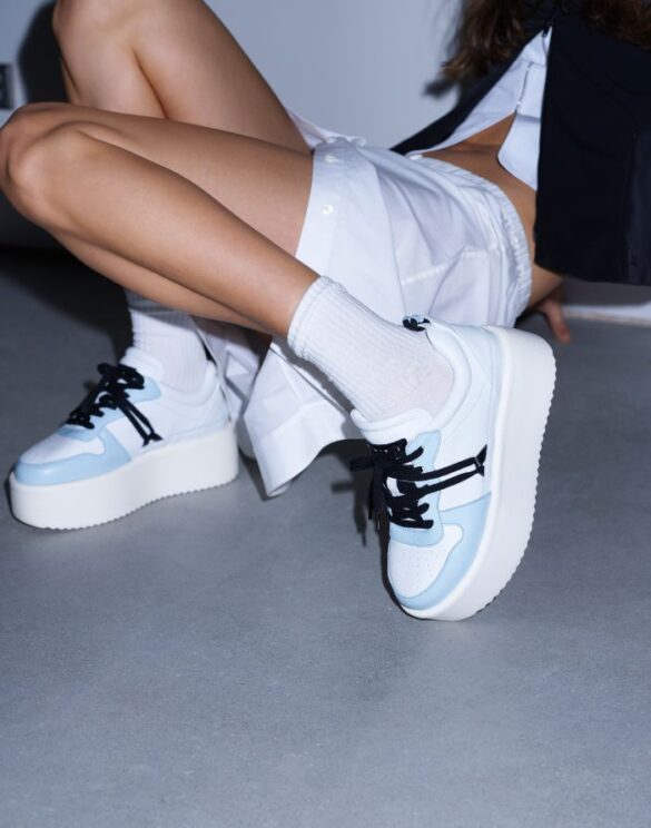 Inuikii Colette Low Blue Sneakers. Handmade Luxury Meets modern design. Platform Sneakers for women.