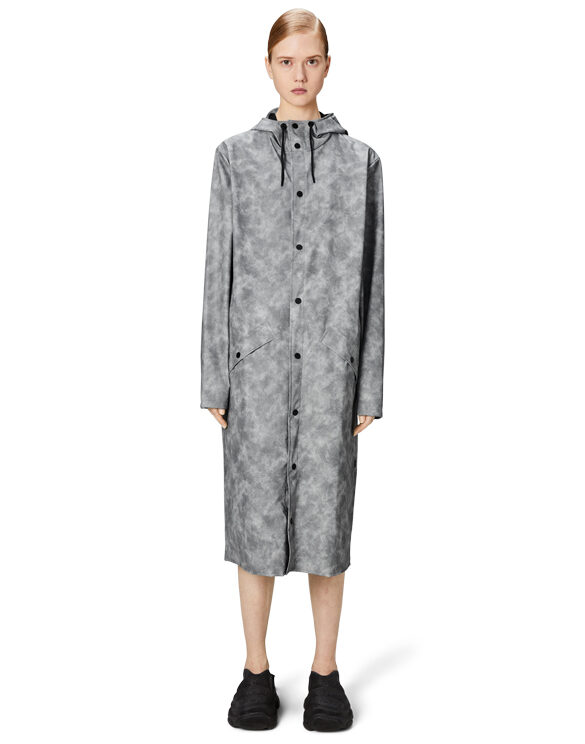 Rains 18360-38 Distressed Grey Longer Jacket Distressed Grey Vihmajope Mehed Naised Ülerõivad  Vihmajakid