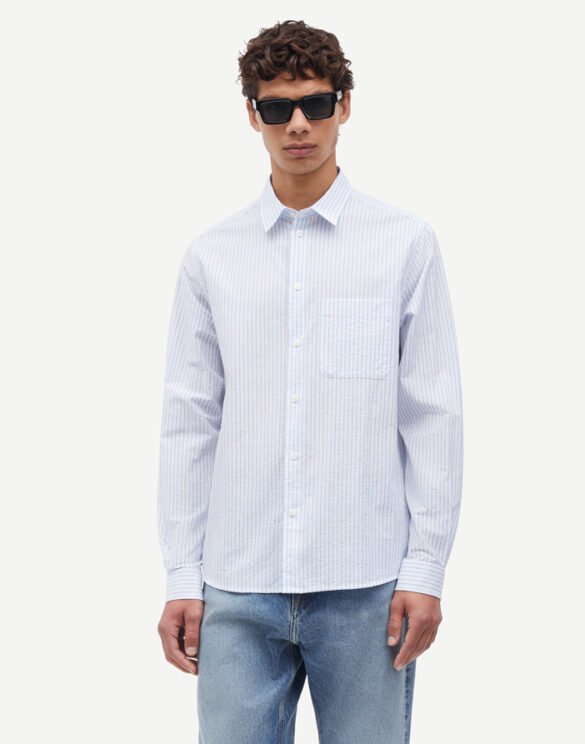 Samsøe Samsøe Men Shirts Saryan J Shirt Skyway Stripe M25100052-Skyway Stripe