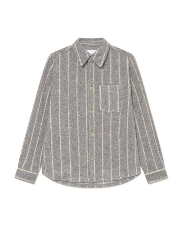 Les Deux Men Jackets Lennon Wool Pinstripe Overshirt Grey Melange 1000558-GREY MELANGE