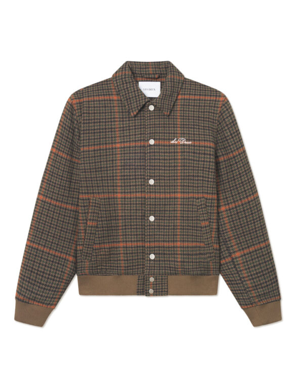 Les Deux Men Jackets Varsity Houndstooth Jacket Teak Brown 1000565-TEAK BROWN