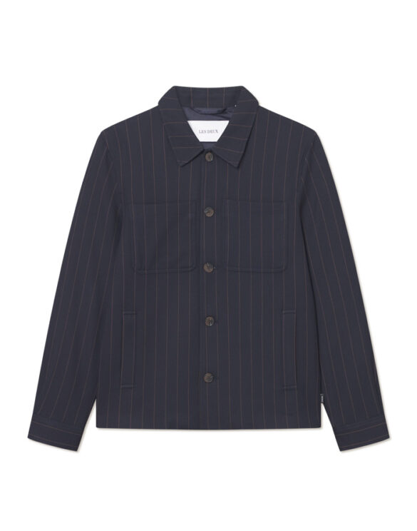 Les Deux 1000799-DARK NAVY } Marseille Pinstripe Hybrid Jacket Dark Navy Men Jackets