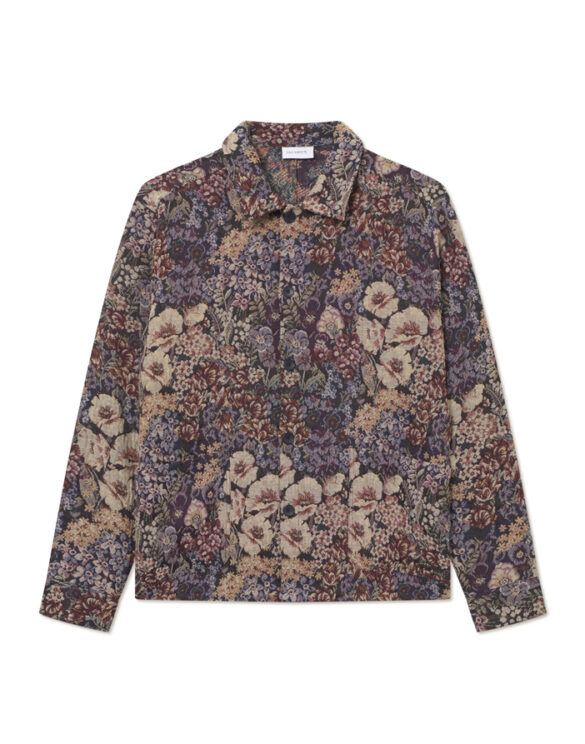 Les Deux 1000910-BLACK } Hugh Jacquard Overshirt Black Men Jackets