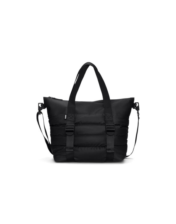 Rains 14010-01 Black Puffer Mix Tote Bag Mini Black Bags