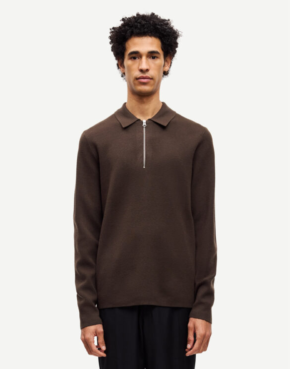 Samsøe Samsøe Men Sweaters & hoodies Guna Half Zip Turkish Coffee M22400055-Turkish Coffee