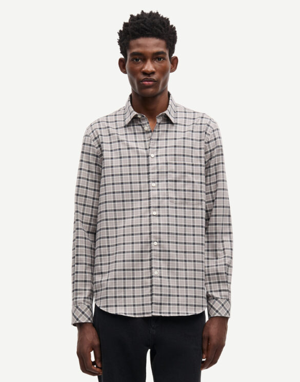 Samsøe Samsøe Men Shirts Saliam Nj Shirt Elephant Skin Check M24400039-Elephant skin ch.