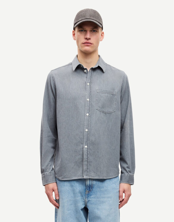 Samsøe Samsøe Men Shirts Saryan P Shirt Light Grey Chambray M24400042-Light grey chambray