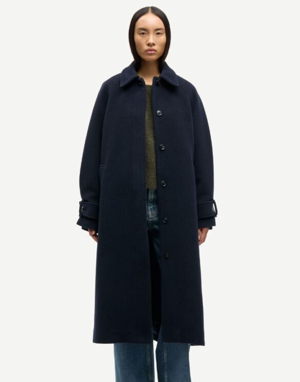 Stylish Samsoe Samsoe Alma Wool Coat Salute women's navy wool coat